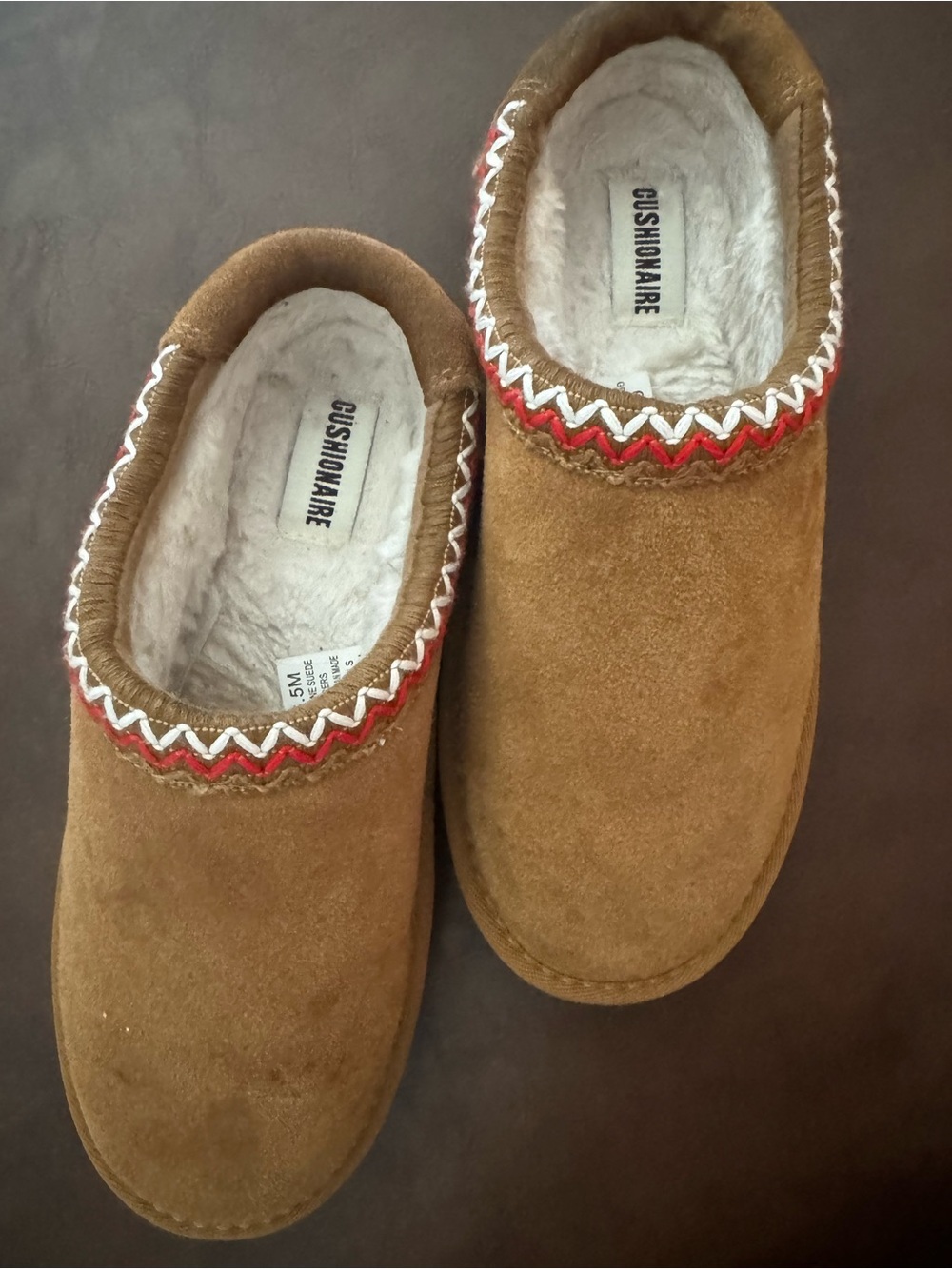 Cushionaire Genuine Suede Fur Lined Clog Slippers Women’s 6.5 Brown - Picture 2 of 6